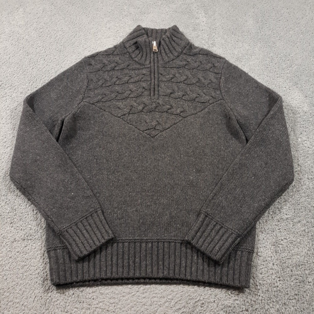 Tommy Hilfiger Wool Sweater Pullover Knit Mens Medium Gray 1/4 Zip Heavyweight